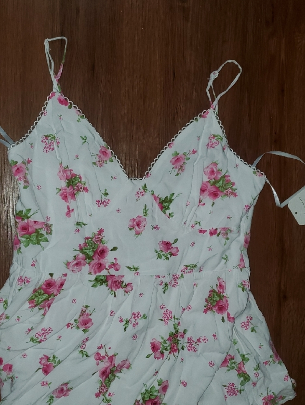 Altar'd State NWT White Tiered Maxi Dress Pink and Green Floral Print XL Summer - Picture 6 of 10